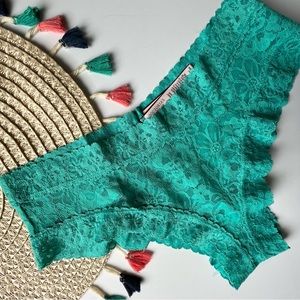 Victoria's Secret The Lacie Cheeky Panty Crystal Blue Large NEW